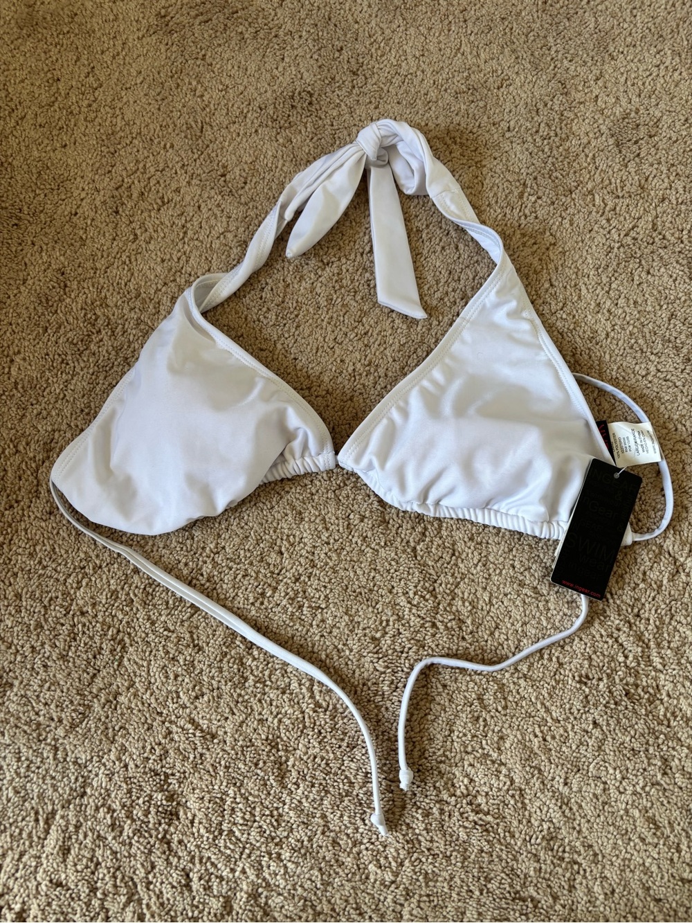 Ingear White triangle bikini top with removable padding size L - brand new w tag